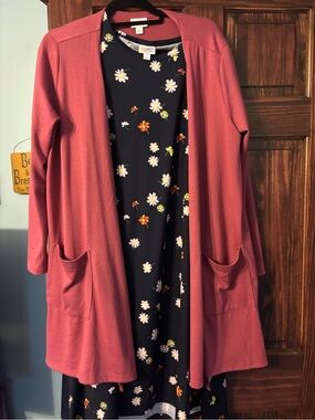 LuLaRoe Rose Pink Open-Front Midi Cardigan